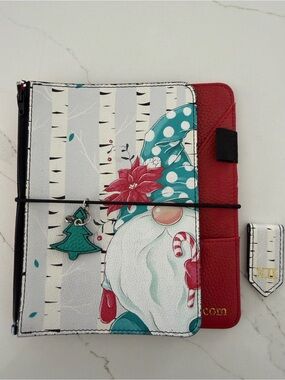 Tula XII Gnome Holiday Journal Cover in Teal & Red zip size M